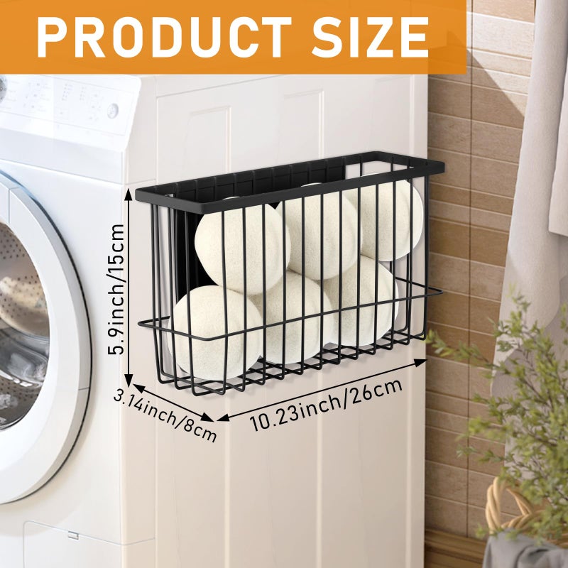 Hlimior Magnetic Dryer Ball Holder for Laundry Room Dryer Ball Organization, Magnetic Lint Bin for Laundry Room Wool Dryer Ball Organizer, Iron Dryer Ball Container for Laundry Room Storage（Black） - Image 2